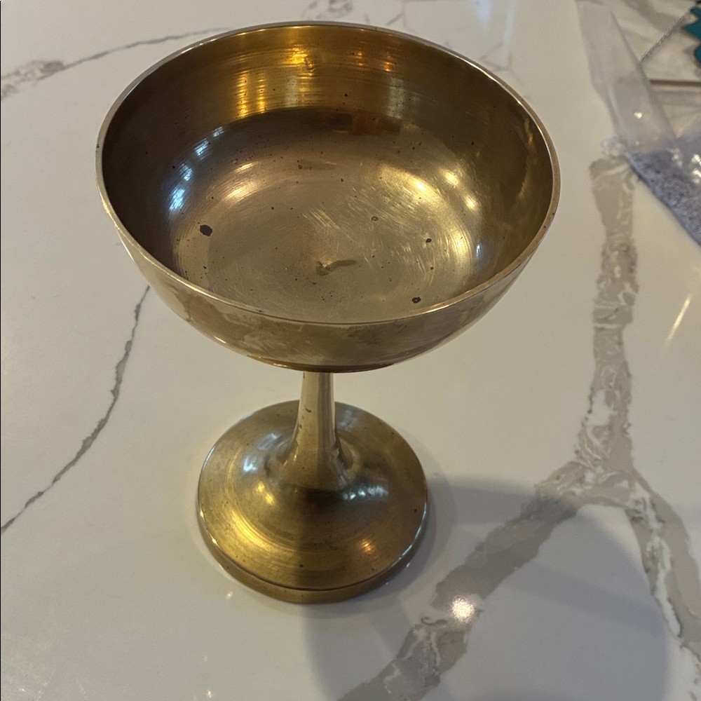 Elegant Gold Brass Pedestal Candy Dish